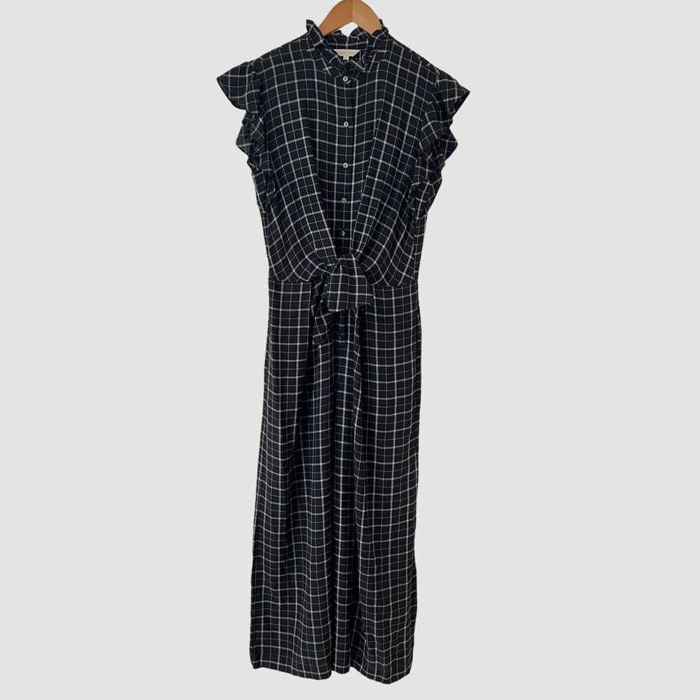 Rebecca Taylor Black Sleeveless Plaid Silk Jumpsuit US 8 ($495) - Picture 2 of 9